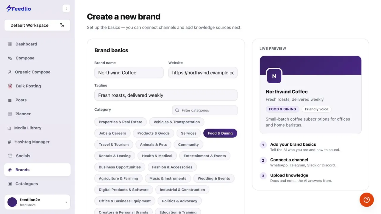 Screenshot: Brand basics