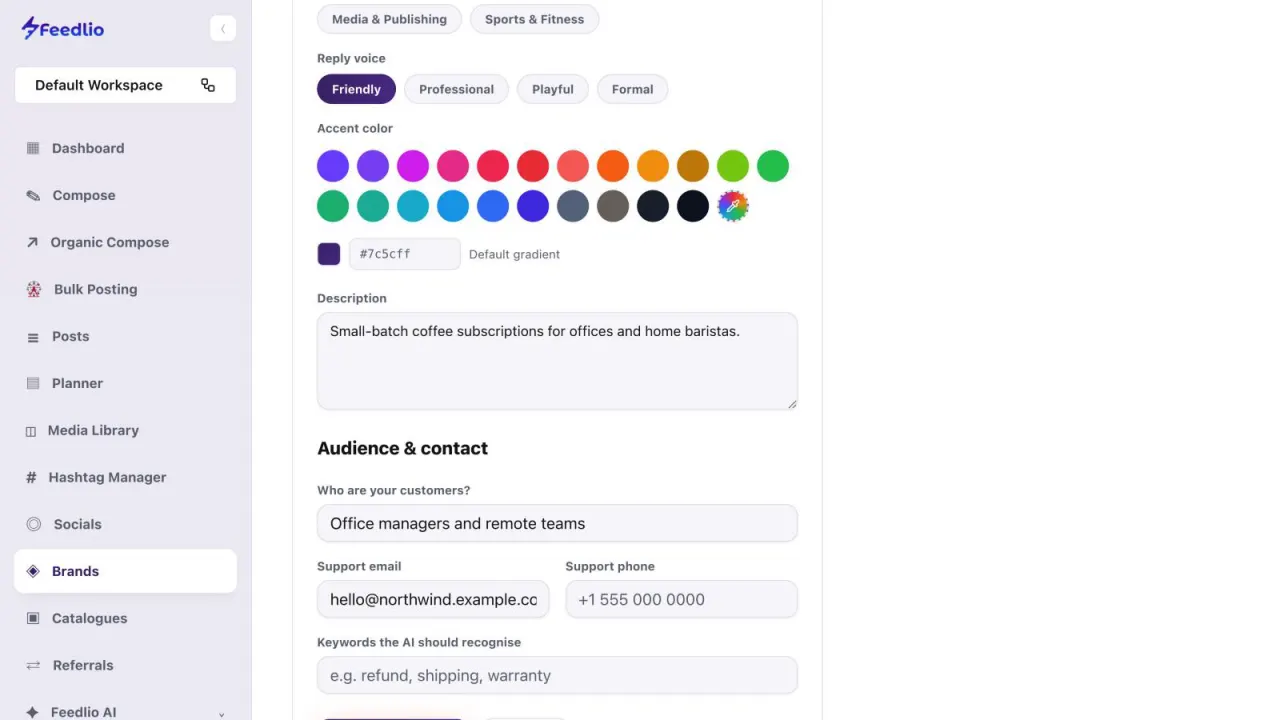 Screenshot: Voice & colour