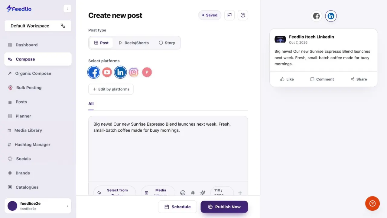 Screenshot: Write & preview live