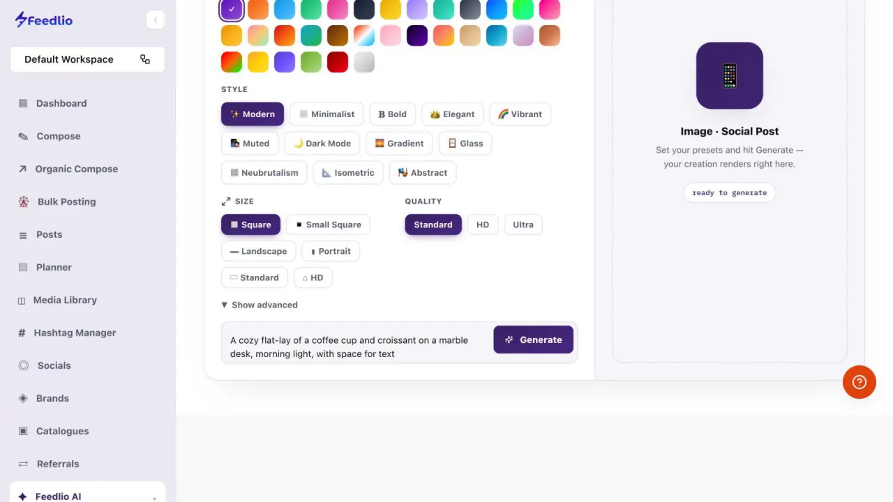 Screenshot: Describe & generate