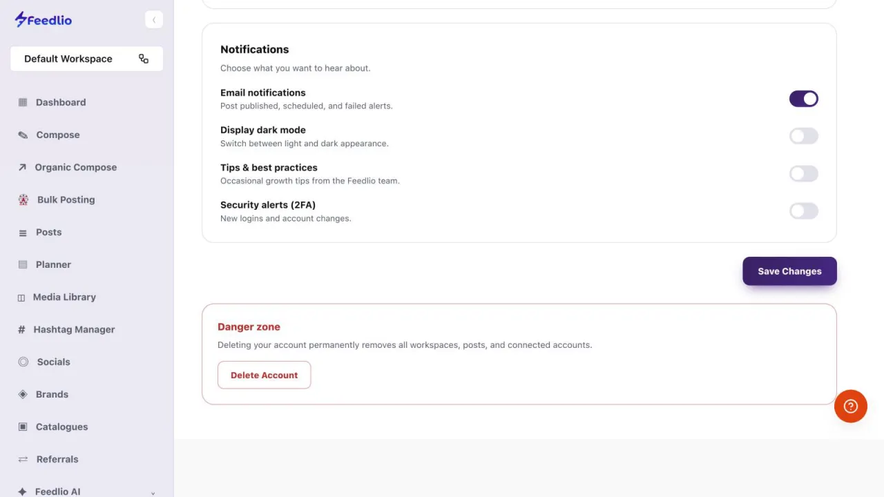 Screenshot: Choose notifications
